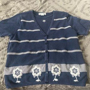 Alfred Dunner Embroidered Layered Floral Vest Shirt